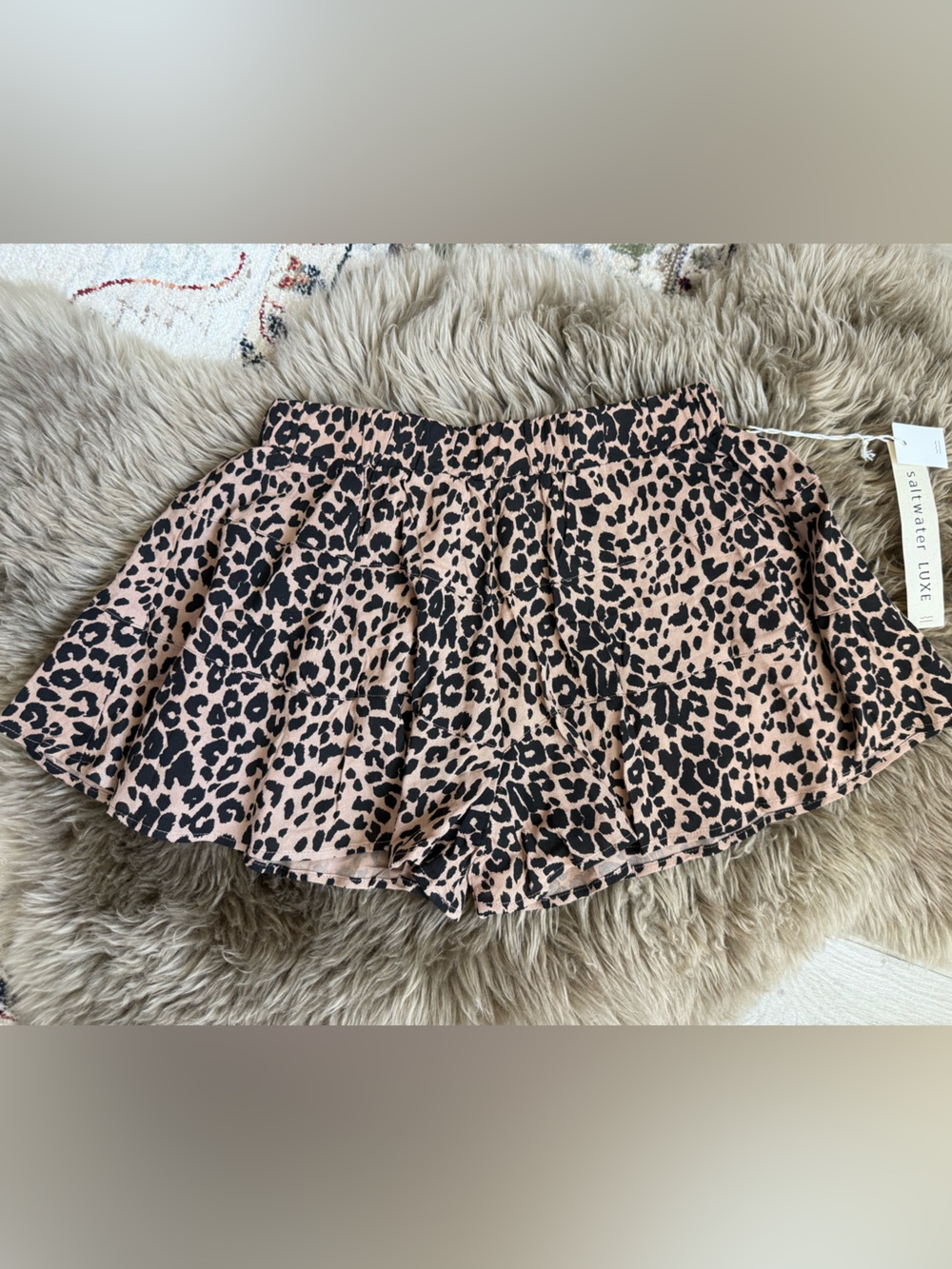 NEW Saltwater Luxe Leopard Skort Shorts Womens Small Smocked Waist Animal Print